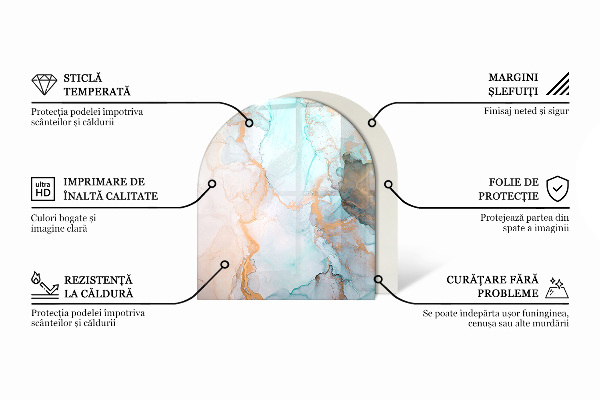 Protector suelo para estufa de leña semicircular Ondas de formas sutiles