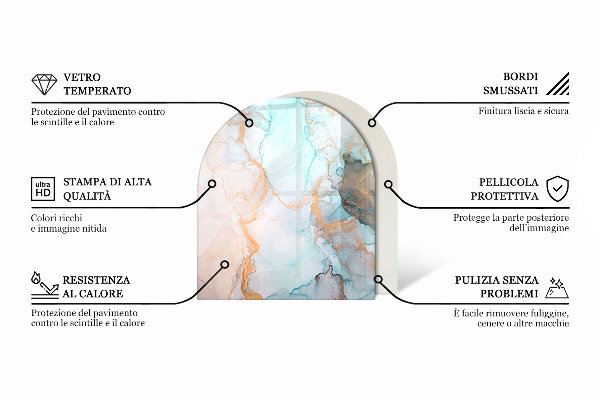 Protector suelo para estufa de leña semicircular Patrón inspirado en la madera