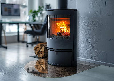 Placa protección suelo estufa semicircular Patrón de madera de pino