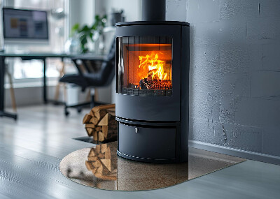 Protector suelo para estufa de leña semicircular La naturaleza de la estructura de la piedra.