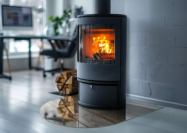 Protector de suelo para estufa semicircular Mosaico de madera en el diseño