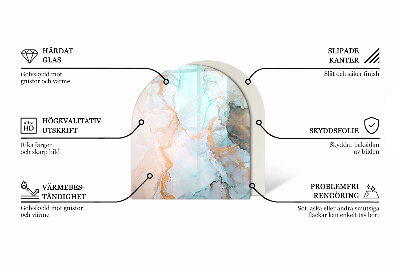 Protector de suelo para estufa semicircular Motivo orgánico de mármol