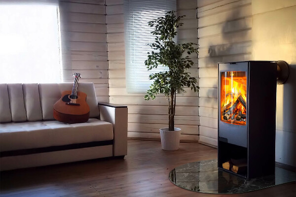 Placa protección suelo estufa semicircular Elegante motivo de mármol