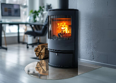 Szyba hartowana pod kominek półowalna Kamienny wzór inspirowany naturą