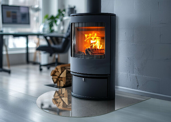 Protector de suelo para estufa semicircular Textura de hormigón en estilo crudo