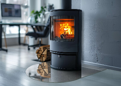 Szyba pod kominek półowalna Betonowa faktura w surowym stylu