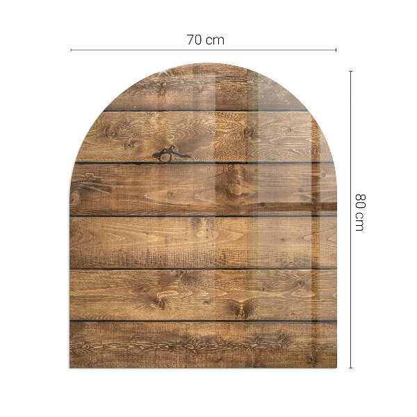 Placa protección suelo estufa semicircular Grano de madera natural