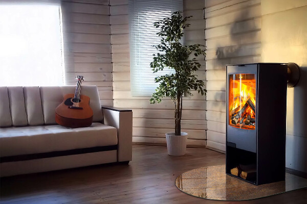 Placa protección suelo estufa semicircular Patrón oxidado en el fondo