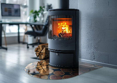 Protector suelo para estufa de leña semicircular Caja con marco de madera