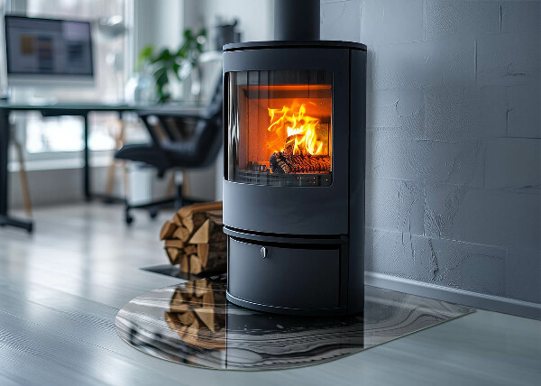 Panel kominkowy półowalny Abstrakcyjne wzory faliste i liniowe