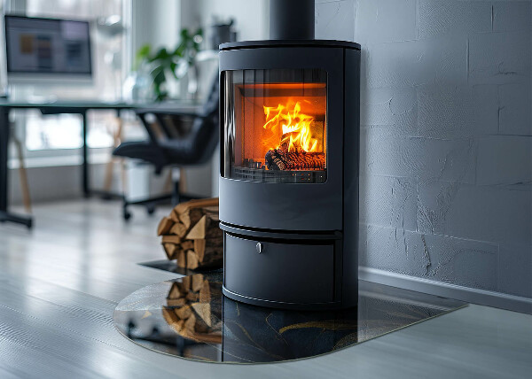 Protector de suelo para estufa semicircular Hojas con estilo en la estructura.