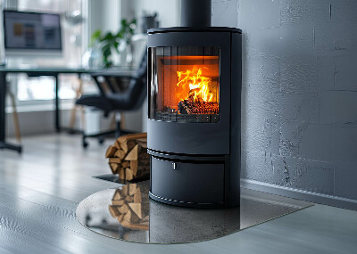 Szyba pod kominek półowalna Surowy beton w minimalistycznym stylu