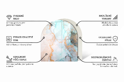 Protector suelo para estufa de leña semicircular Vetas de mármol en un estilo elegante