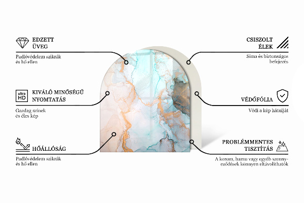 Protector suelo para estufa de leña semicircular Vetas de mármol en un estilo elegante