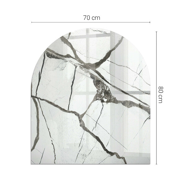 Protector suelo para estufa de leña semicircular Vetas de mármol en un estilo elegante