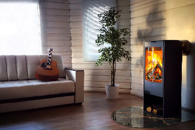 Placa protección suelo estufa semicircular Estilo mármol con vetas delicadas.