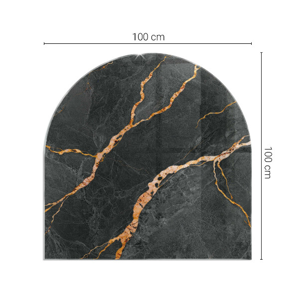 Placa protección suelo estufa semicircular Estilo mármol con vetas delicadas.