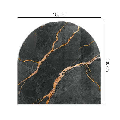 Placa protección suelo estufa semicircular Estilo mármol con vetas delicadas.