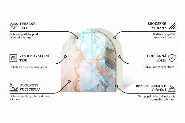 Protector suelo para estufa de leña semicircular Motivo orgánico de piedra