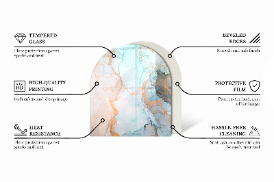 Protector suelo para estufa de leña semicircular Motivo orgánico de piedra