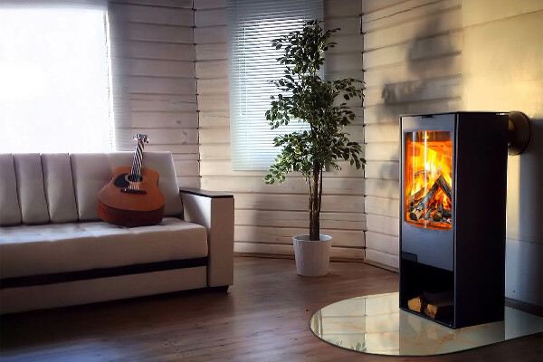 Protector de suelo para estufa semicircular Motivo abstracto de mármol