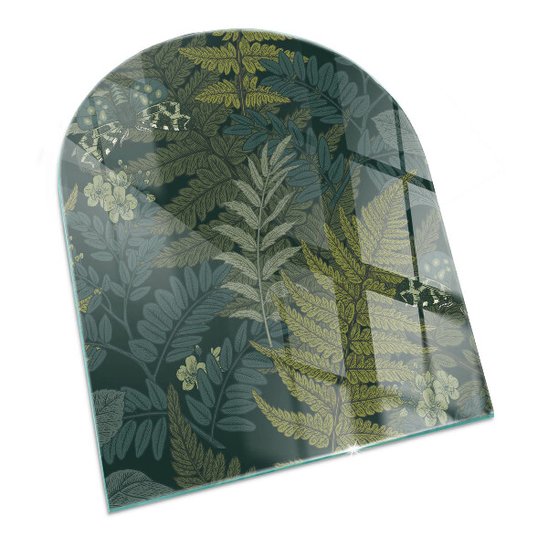 Protector suelo para estufa de leña semicircular Patrones de plantas con mariposas