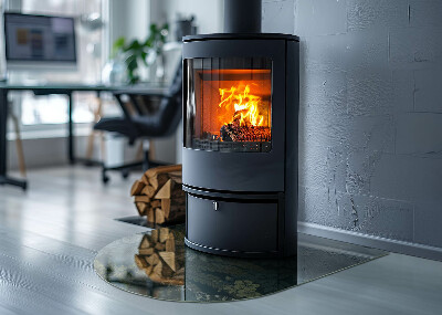 Szyba hartowana pod kominek półowalna Roślinne wzory z motylami