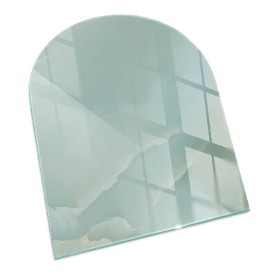 Placa protección suelo estufa semicircular Motivo de mármol en tonos sutiles.