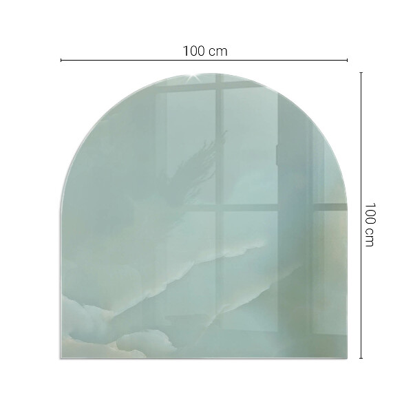 Placa protección suelo estufa semicircular Motivo de mármol en tonos sutiles.