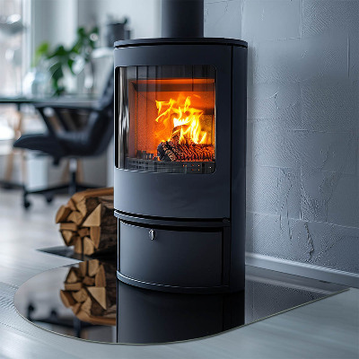 Placa protección suelo estufa semicircular Color negro