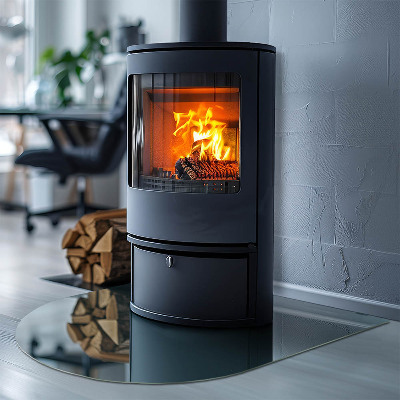 Protector suelo para estufa de leña semicircular Color del mar