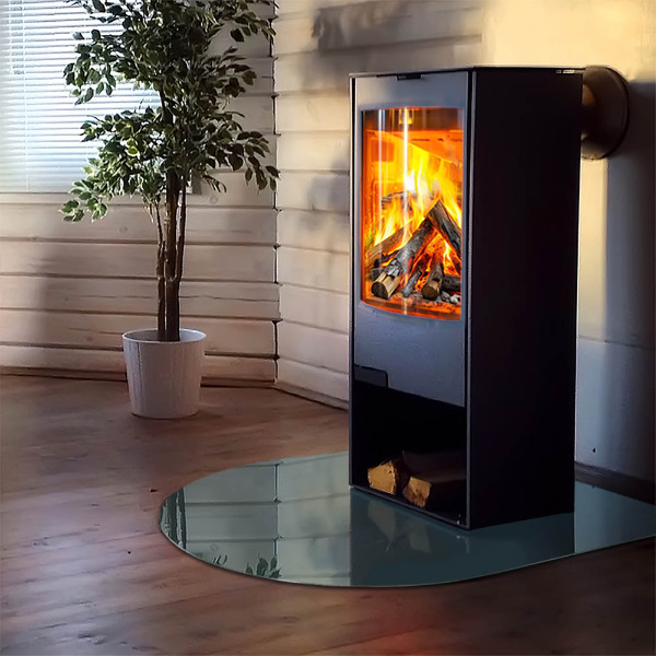 Protector suelo para estufa de leña semicircular Color del mar