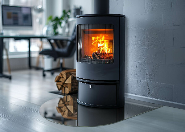 Protector de suelo para estufa semicircular Color: Gris-marrón