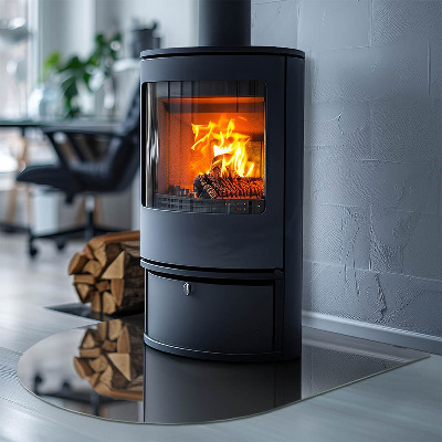 Szyba pod kominek półowalna Kolor Szaro-brązowy