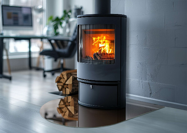 Placa protección suelo estufa semicircular Color marrón