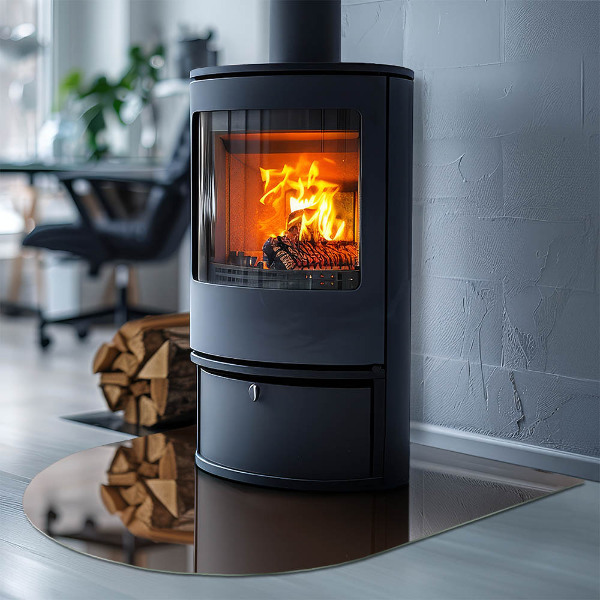 Placa protección suelo estufa semicircular Color marrón