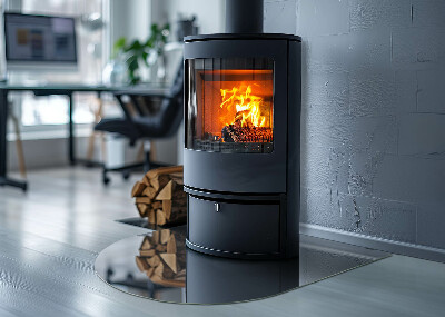 Protector suelo para estufa de leña semicircular Color: Azul oscuro