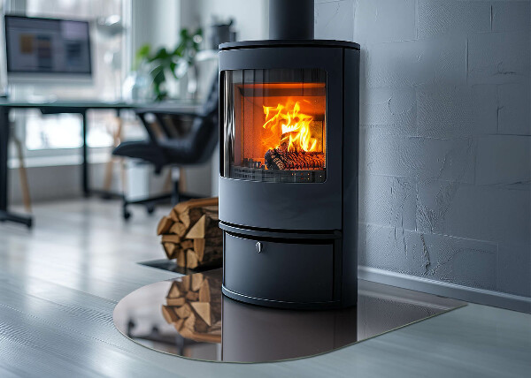 Placa protección suelo estufa semicircular Color beige