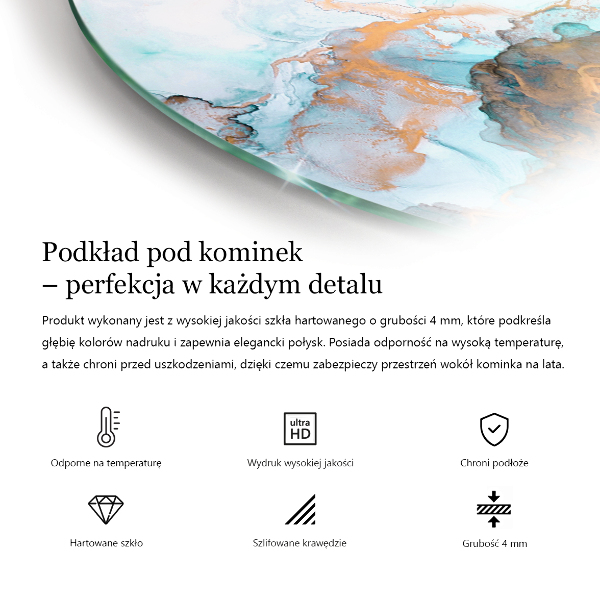 Szyba pod kominek półowalna Kolor szaro-zielony