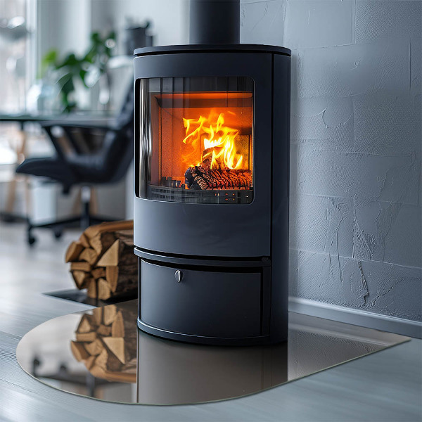 Protector de suelo para estufa semicircular Color marrón