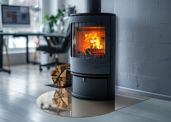 Protector suelo para estufa de leña semicircular Color beige