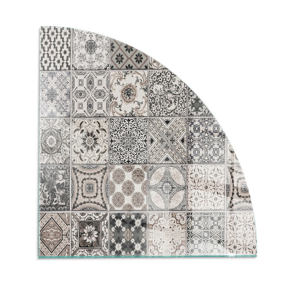 Placa de protección para estufa de cuarto de círculo Patrones decorativos de azulejos