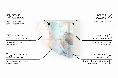 Placa de vidrio para chimenea de cuarto de círculo Patrón de madera en disposición geométrica.