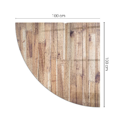 Placa de vidrio para chimenea de cuarto de círculo Patrón de madera en disposición geométrica.