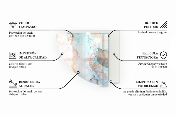 Placa protectora suelo estufa de cuarto de círculo Colores de tablero en diferentes tonos