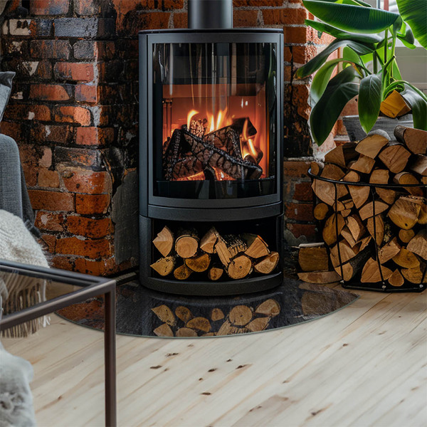 Placa de protección para estufa de cuarto de círculo Patrón de estructura rocosa