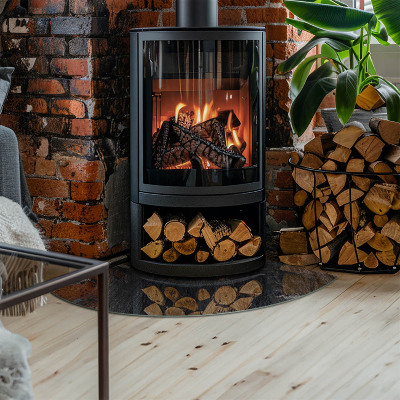 Placa de protección para estufa de cuarto de círculo Patrón de estructura rocosa