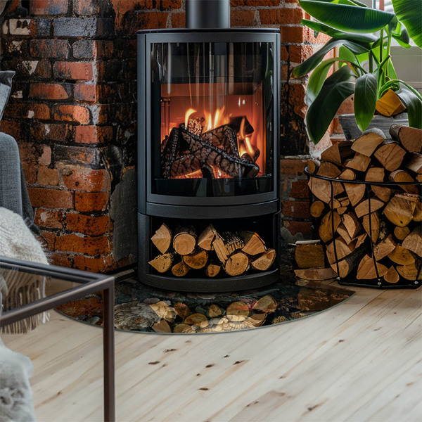 Szkło przed kominek ćwiartka Kwiatowy motyw z motylami