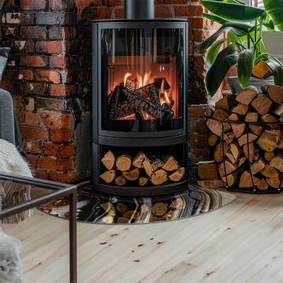 Placa de protección para estufa de cuarto de círculo Patrones abstractos ondulados y lineales