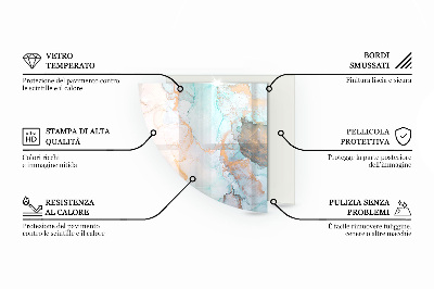 Placa de vidrio para chimenea de cuarto de círculo Vetas de mármol en un estilo elegante